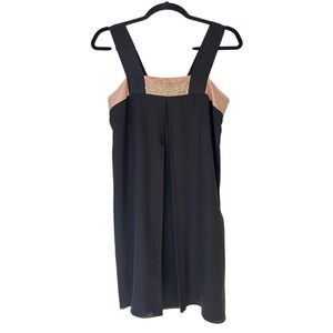 Diane Samandi Black Silk Satin‎ Mini Dress Chemise Wide Straps Women's S/P EUC